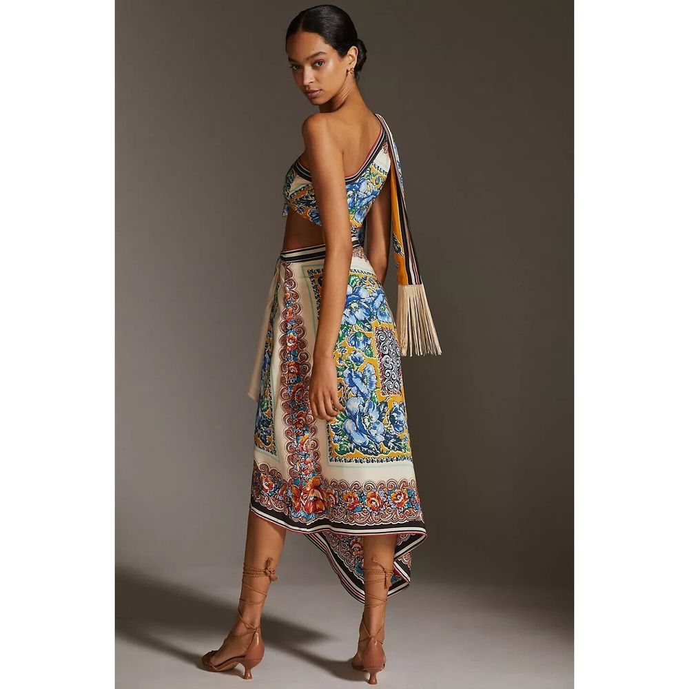 NWT Anthropologie One-Shoulder Silk Midi Dress Size 12. A47 - Picture 3 of 9